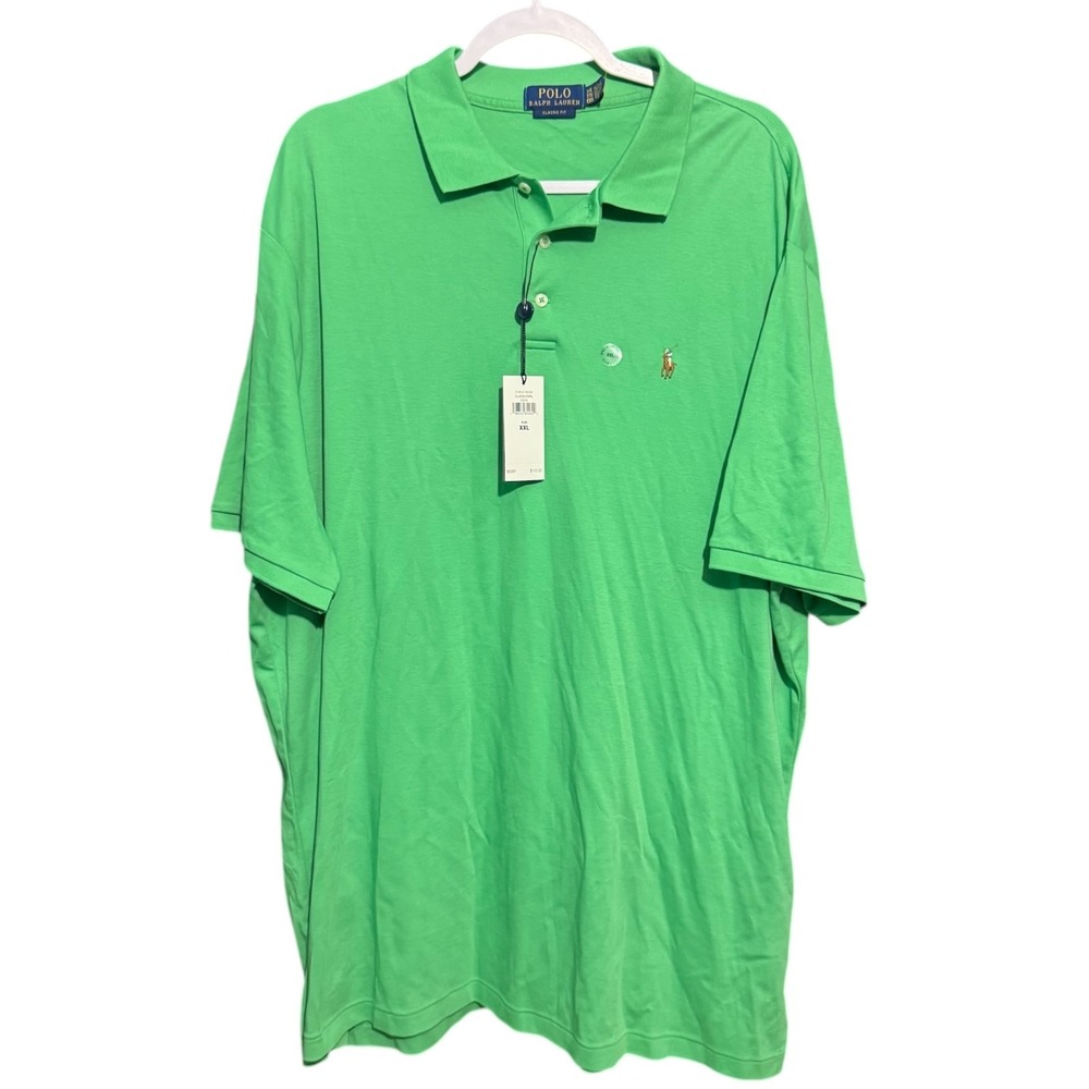 Polo Ralph Lauren Shirt Mens XXL Solid Green Short Sleeve polo Brand New Flesh